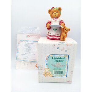 Cherished Teddies Amanda 1995 Figurine Girl Holding Tray of Cookies Some Cheer